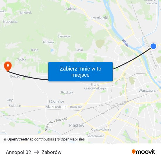 Annopol to Zaborów map