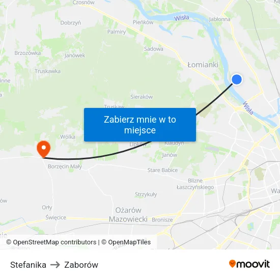 Stefanika to Zaborów map