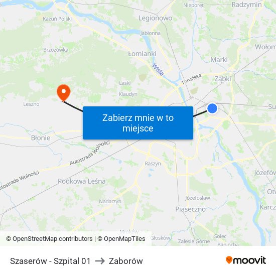 Szaserów - Szpital 01 to Zaborów map