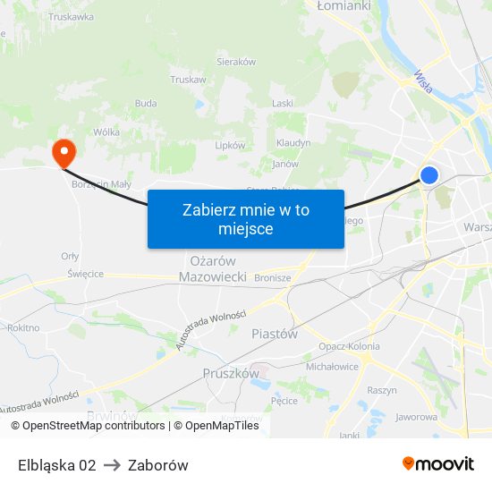 Elbląska to Zaborów map