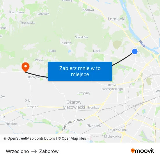 Wrzeciono to Zaborów map