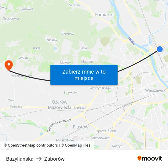 Bazyliańska to Zaborów map