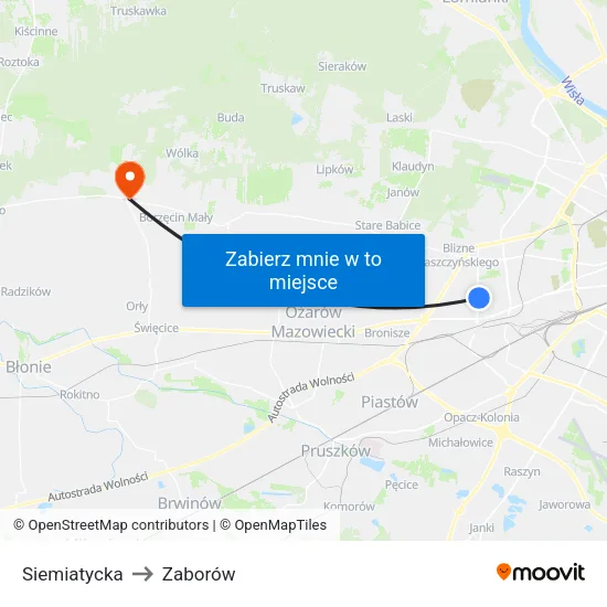 Siemiatycka to Zaborów map