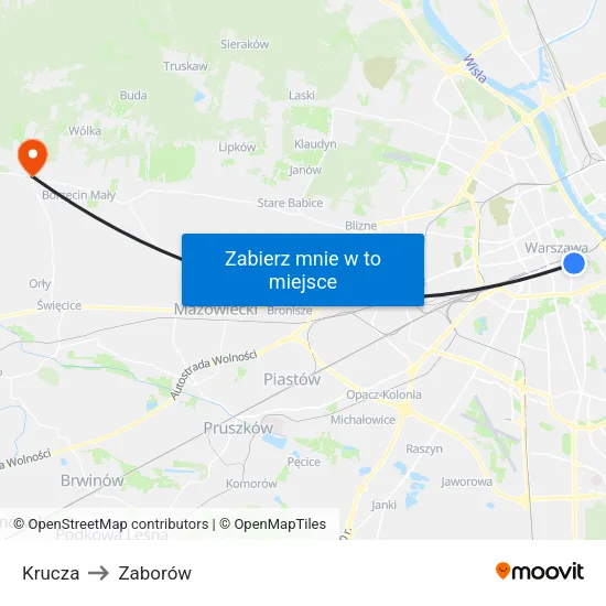 Krucza to Zaborów map