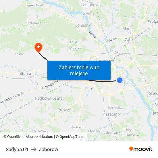 Sadyba 01 to Zaborów map