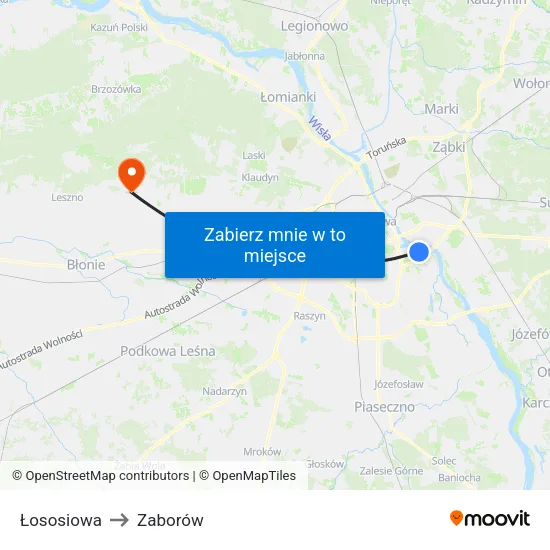 Łososiowa to Zaborów map
