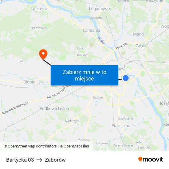 Bartycka 03 to Zaborów map