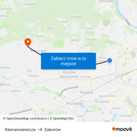Klemensiewicza to Zaborów map