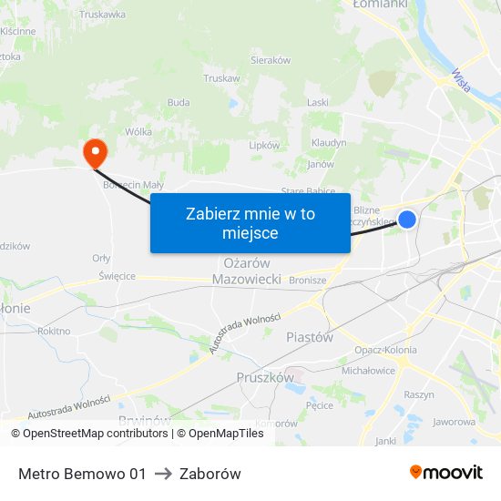 Metro Bemowo 01 to Zaborów map