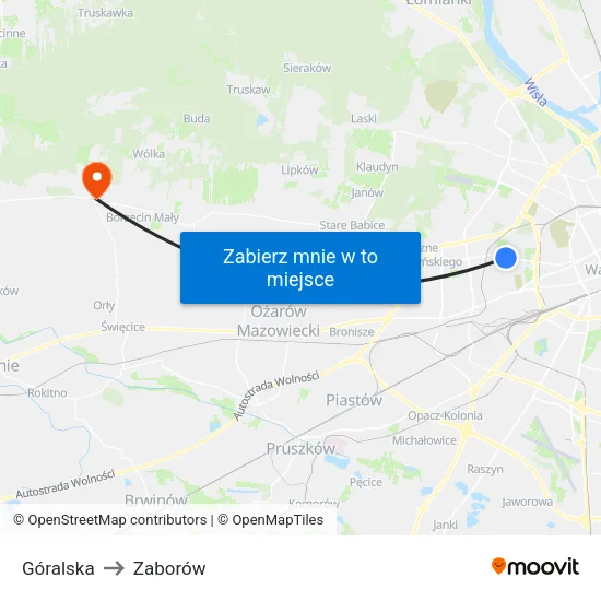 Góralska to Zaborów map