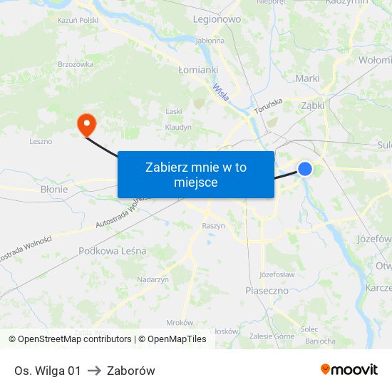 Os. Wilga 01 to Zaborów map