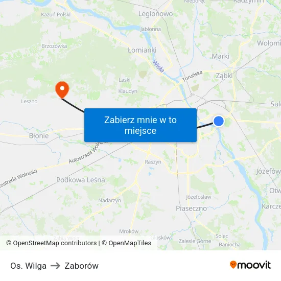Os. Wilga to Zaborów map