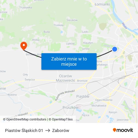 Piastów Śląskich 01 to Zaborów map