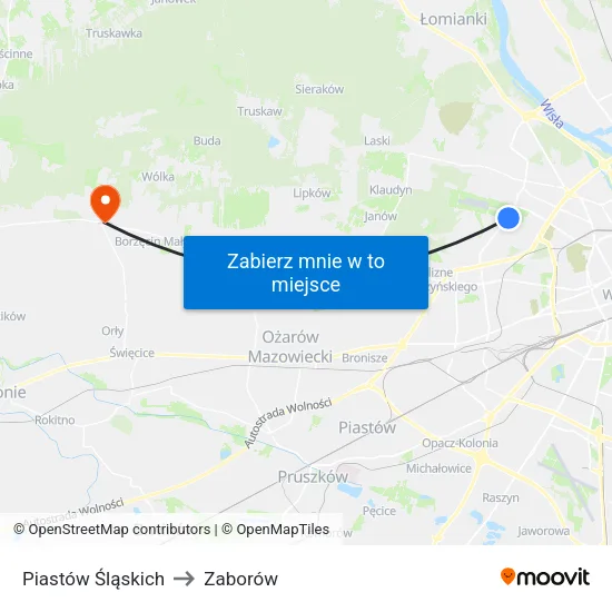 Piastów Śląskich to Zaborów map