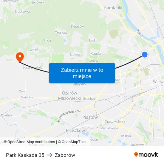 Park Kaskada 05 to Zaborów map