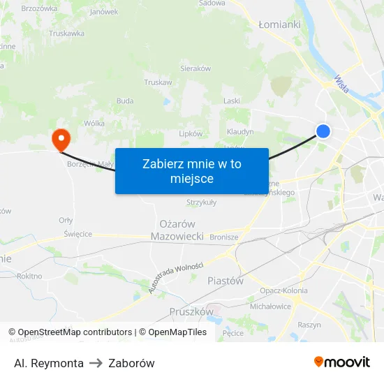 Al. Reymonta to Zaborów map