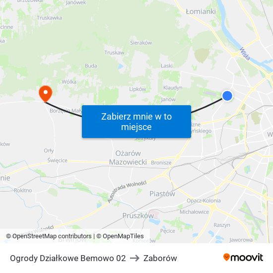 Ogrody Działkowe Bemowo 02 to Zaborów map