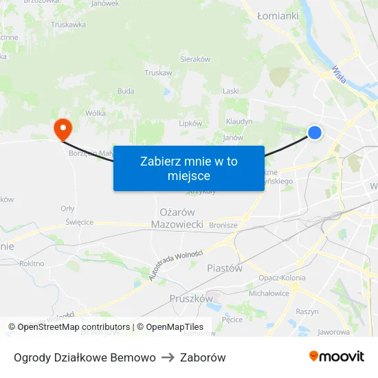 Ogrody Działkowe Bemowo to Zaborów map