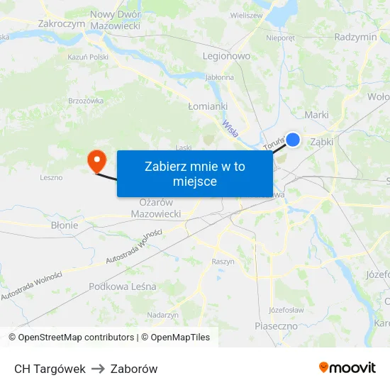 CH Targówek to Zaborów map