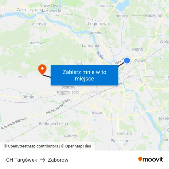 CH Targówek to Zaborów map