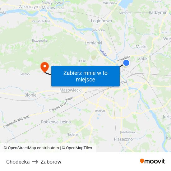 Chodecka to Zaborów map