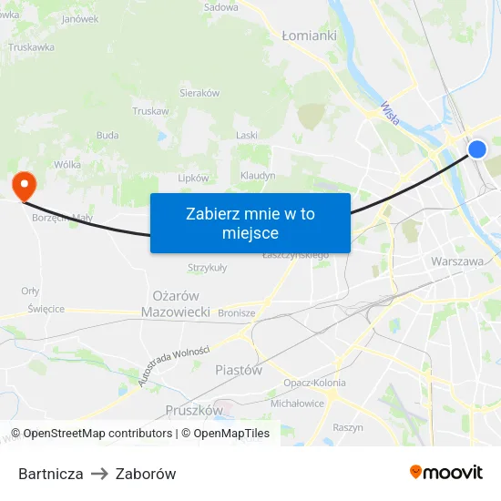 Bartnicza to Zaborów map