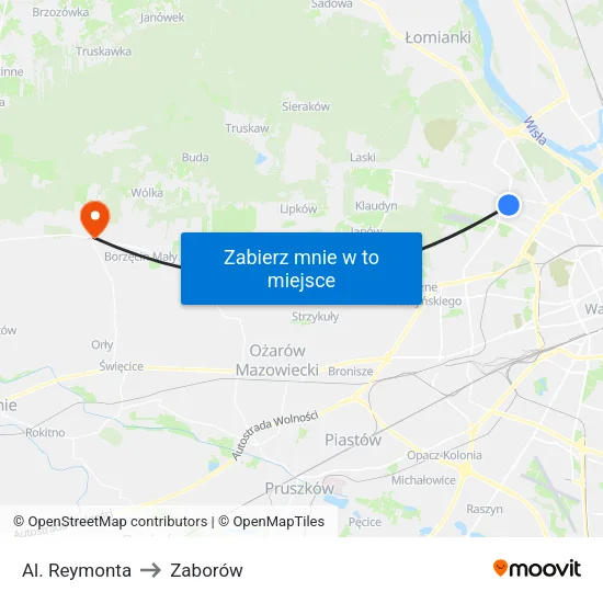 Al. Reymonta to Zaborów map
