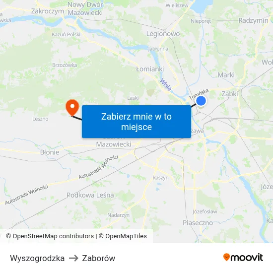 Wyszogrodzka to Zaborów map