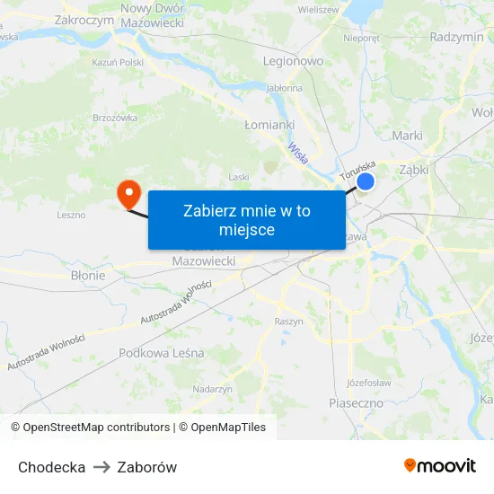 Chodecka to Zaborów map