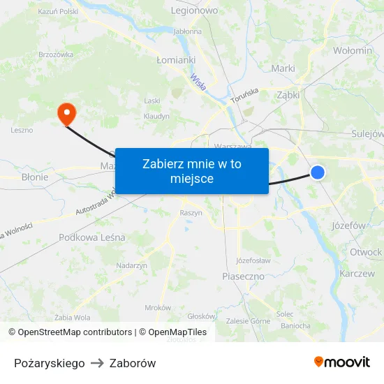 Pożaryskiego to Zaborów map