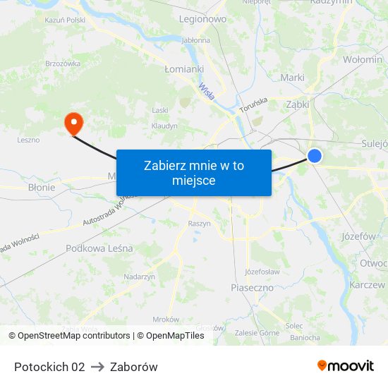 Potockich 02 to Zaborów map