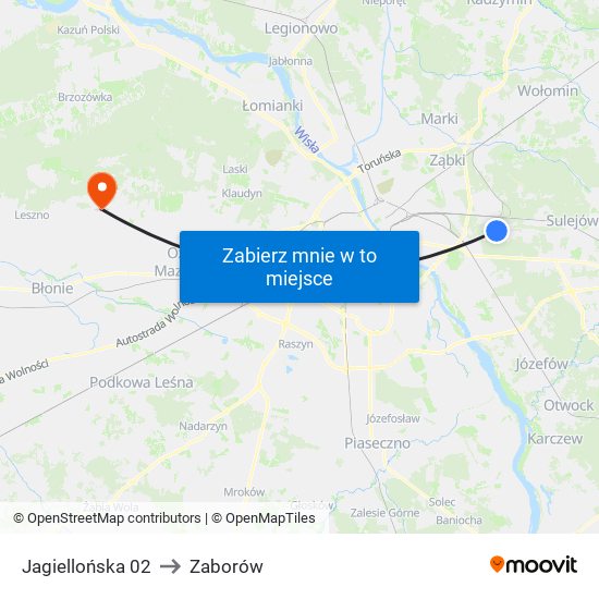 Jagiellońska 02 to Zaborów map