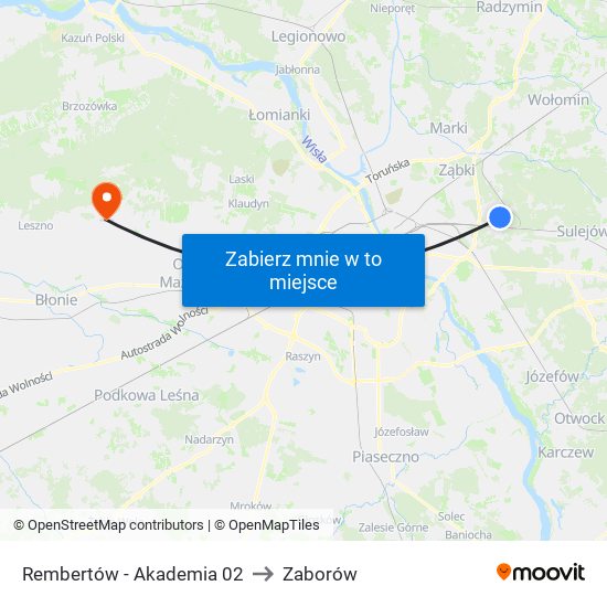 Rembertów - Akademia 02 to Zaborów map