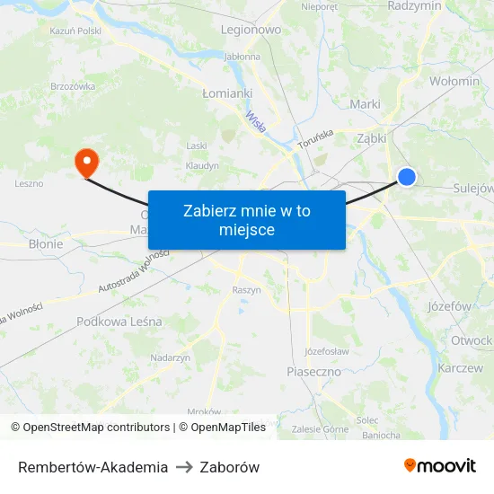 Rembertów - Akademia to Zaborów map