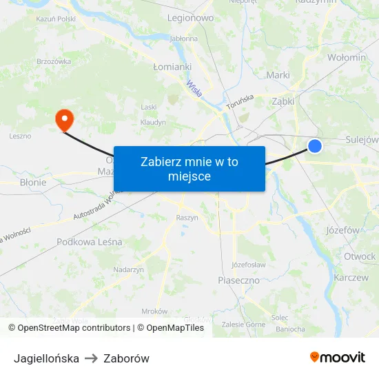 Jagiellońska to Zaborów map