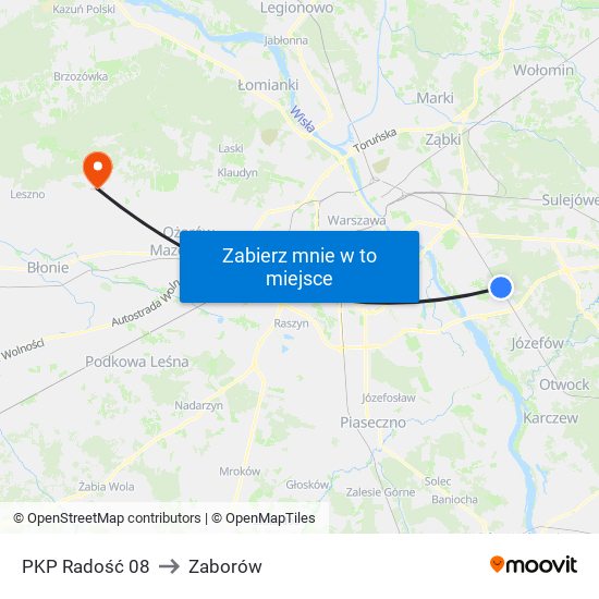 PKP Radość to Zaborów map