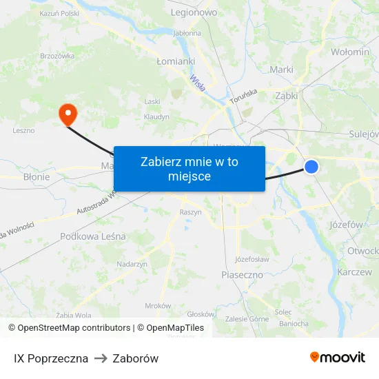 IX Poprzeczna to Zaborów map