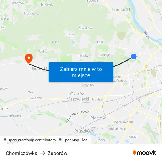 Chomiczówka to Zaborów map