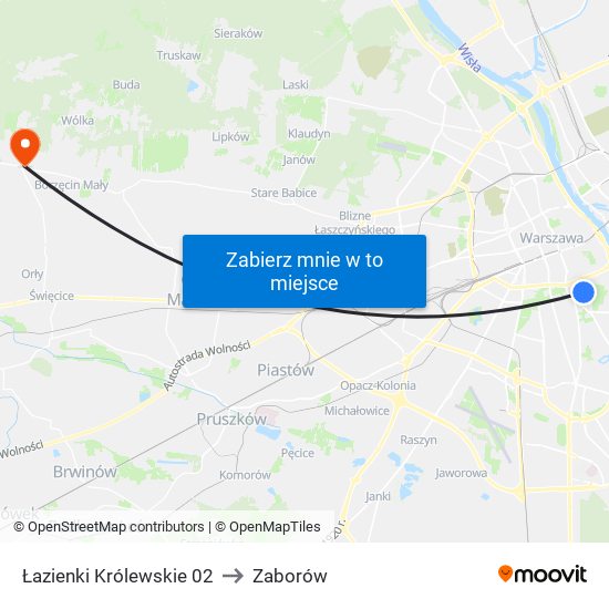 Łazienki Królewskie 02 to Zaborów map