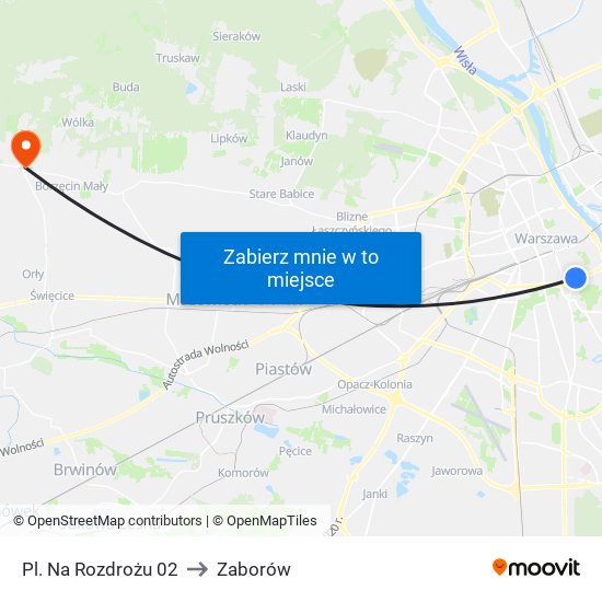 Pl. Na Rozdrożu to Zaborów map