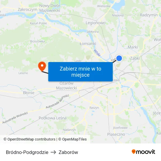 Bródno - Podgrodzie to Zaborów map
