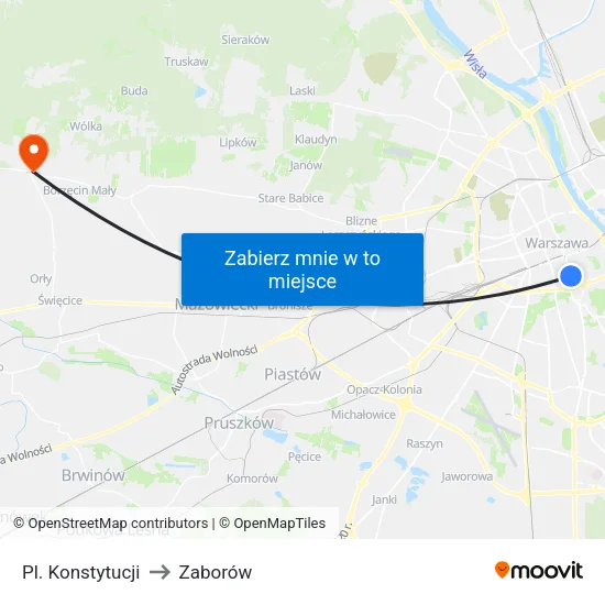 Pl. Konstytucji to Zaborów map