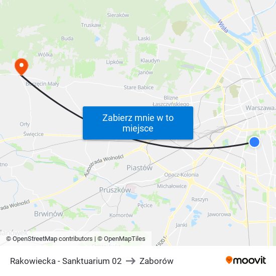 Rakowiecka - Sanktuarium 02 to Zaborów map