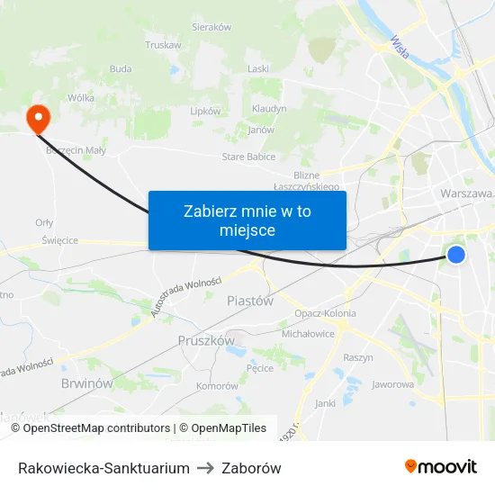 Rakowiecka-Sanktuarium to Zaborów map