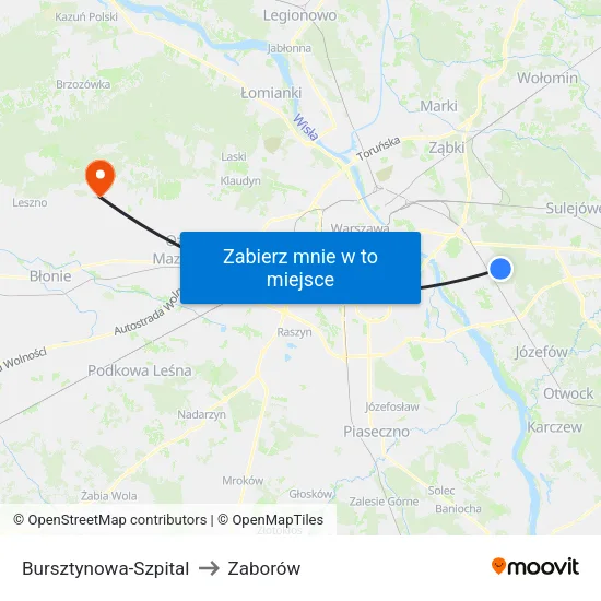 Bursztynowa - Szpital to Zaborów map