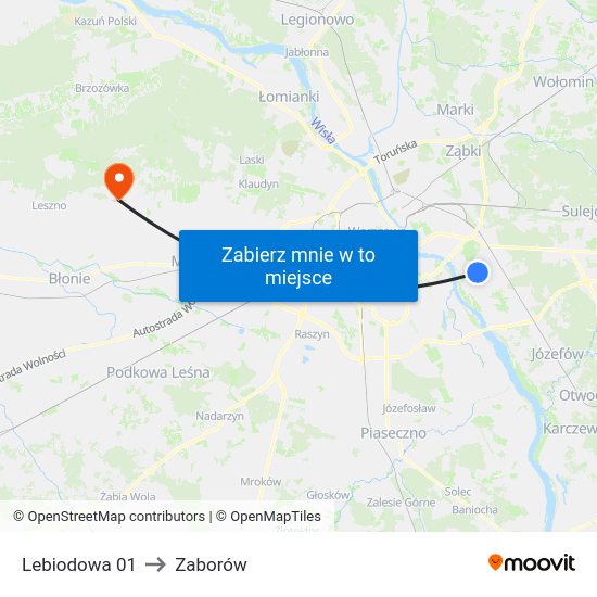 Lebiodowa to Zaborów map