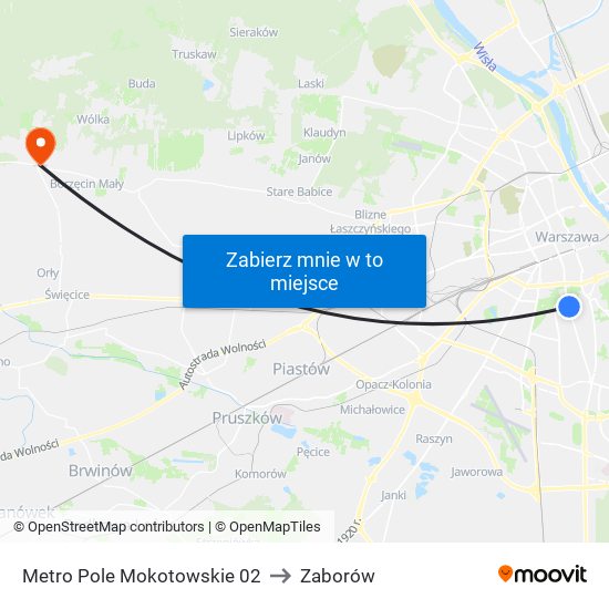 Metro Pole Mokotowskie 02 to Zaborów map