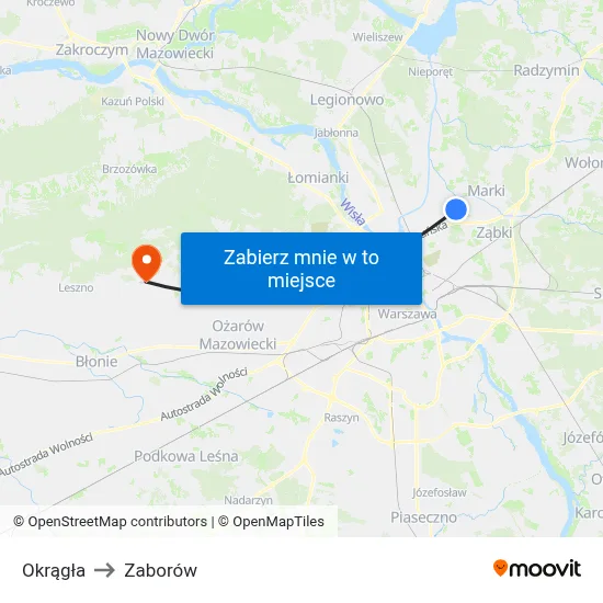 Okrągła to Zaborów map