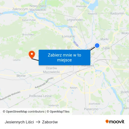 Jesiennych Liści to Zaborów map