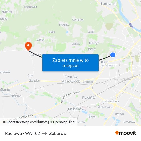 Radiowa - WAT 02 to Zaborów map